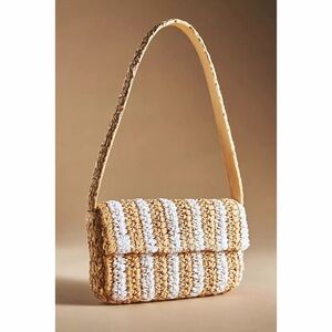 Anthropologie Striped Raffia Shoulder Bag in Beige